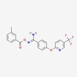 molecular formula C21H16F3N3O3 B6352268 2-Amino-1-aza-2-(4-(5-(trifluoromethyl)(2-pyridyloxy))phenyl)vinyl 3-methylbenzoate CAS No. 1025659-73-7