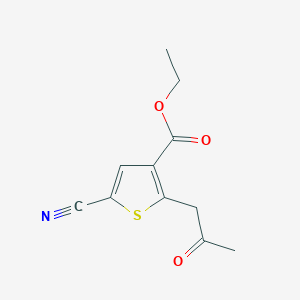 molecular formula C11H11NO3S B6352339 5-Cyano-2-(2-oxo-propyl)-thiophene-3-carboxylic acid ethyl ester CAS No. 1385696-25-2
