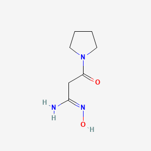 molecular formula C7H13N3O2 B6352413 N-Hydroxy-3-oxo-3-pyrrolidin-1-ylpropanimidamide;  95% CAS No. 57399-51-6