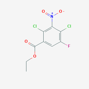 molecular formula C9H6Cl2FNO4 B6352462 2,4-Dichloro-5-fluoro-3-nitro-benzoic acid ethyl ester, 97% CAS No. 1156940-66-7