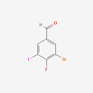 molecular formula C7H3BrFIO B6352686 3-Bromo-4-fluoro-5-iodobenzaldehyde;  97% CAS No. 1356113-37-5