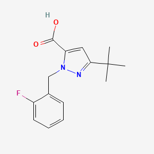 molecular formula C15H17FN2O2 B6352754 5-t-Butyl-2-(2-fluoro-benzyl)-2H-pyrazole-3-carboxylic acid, 95% CAS No. 1368861-50-0