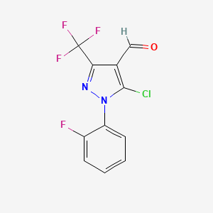 molecular formula C11H5ClF4N2O B6352783 5-氯-1-(2-氟苯基)-3-(三氟甲基)-1H-吡唑-4-甲醛，95% CAS No. 1152971-26-0