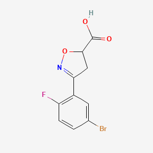 molecular formula C10H7BrFNO3 B6353090 3-(5-Bromo-2-fluorophenyl)-4,5-dihydro-1,2-oxazole-5-carboxylic acid CAS No. 1038715-38-6