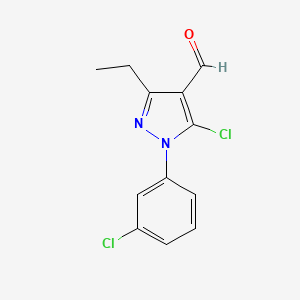 molecular formula C12H10Cl2N2O B6353106 5-Chloro-1-(3-chlorophenyl)-3-ethyl-1H-pyrazole-4-carbaldehyde CAS No. 1152576-79-8