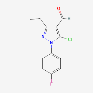 molecular formula C12H10ClFN2O B6353120 5-氯-3-乙基-1-(4-氟苯基)-1H-吡唑-4-甲醛 CAS No. 1152583-77-1