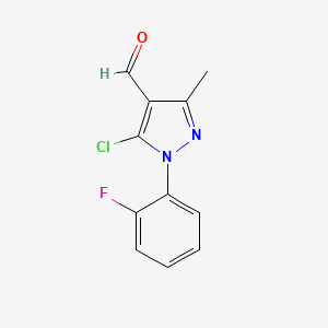 molecular formula C11H8ClFN2O B6353128 5-Chloro-1-(2-fluorophenyl)-3-methyl-1H-pyrazole-4-carbaldehyde, 95% CAS No. 1152583-57-7