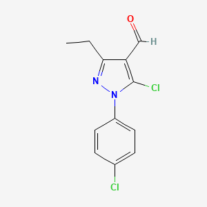 molecular formula C12H10Cl2N2O B6353141 5-Chloro-1-(4-chlorophenyl)-3-ethyl-1H-pyrazole-4-carbaldehyde CAS No. 1152575-68-2