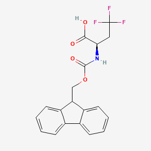 molecular formula C19H16F3NO4 B6353276 (R)-2-((((9H-Fluoren-9-yl)methoxy)carbonyl)amino)-4,4,4-trifluorobutanoic acid, 95% CAS No. 2044711-52-4