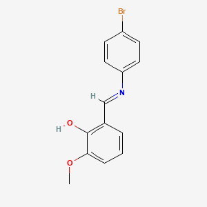 molecular formula C14H12BrNO2 B6353304 2-{(E)-[(4-Bromophenyl)imino]methyl}-6-methoxyphenol;  >90% CAS No. 17696-48-9