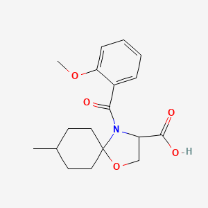 molecular formula C18H23NO5 B6353386 4-(2-Methoxybenzoyl)-8-methyl-1-oxa-4-azaspiro[4.5]decane-3-carboxylic acid CAS No. 1213988-63-6