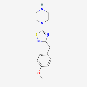 molecular formula C14H18N4OS B6353390 1-{3-[(4-Methoxyphenyl)methyl]-1,2,4-thiadiazol-5-yl}piperazine CAS No. 1029718-80-6