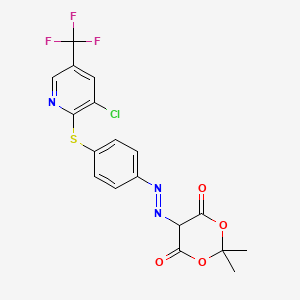 molecular formula C18H13ClF3N3O4S B6353395 5-((4-(3-Chloro-5-(trifluoromethyl)(2-pyridylthio))phenyl)diazenyl)-2,2-dimethyl-1,3-dioxane-4,6-dione CAS No. 1025689-56-8