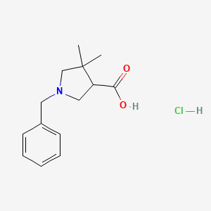 molecular formula C14H20ClNO2 B6354211 1-Benzyl-4,4-dimethyl-pyrrolidine-3-carboxylic acid hydrochloride CAS No. 1171988-44-5