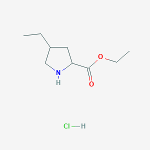 molecular formula C9H18ClNO2 B6354225 Ethyl 4-ethyl-2-pyrrolidinecarboxylate hydrochloride CAS No. 1219377-63-5