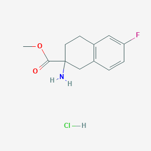 molecular formula C12H15ClFNO2 B6354267 2-Amino-6-fluoro-1,2,3,4-tetrahydro-naphthalene-2-carboxylic acid methyl ester hydrochloride CAS No. 1172552-64-5