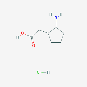molecular formula C7H14ClNO2 B6354350 2-Aminocyclopentaneacetic acid hydrochloride CAS No. 90048-98-9