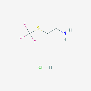 molecular formula C3H7ClF3NS B6354378 2-(Trifluoromethylthio)ethylamine hydrochloride, 97% CAS No. 1301739-06-9