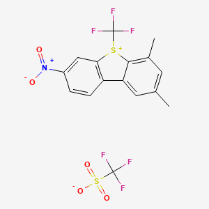 molecular formula C16H11F6NO5S2 B6354417 2,4-Dimethyl-7-nitro-S-(trifluoromethyl)dibenzothiophenium trifluoromethanesulfonate CAS No. 1155774-37-0