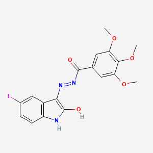 molecular formula C18H16IN3O5 B6354588 5-Iodo-3-((3,4,5-trimethoxybenzoyl)hydrazidyl)-2-oxoindoline CAS No. 1164112-17-7