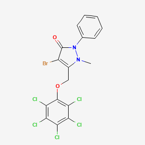 molecular formula C17H10BrCl5N2O2 B6354911 4-Bromo-2-methyl-3-((2,3,4,5,6-pentachlorophenoxy)methyl)-1-phenyl-3-pyrazolin-5-one CAS No. 1023514-61-5