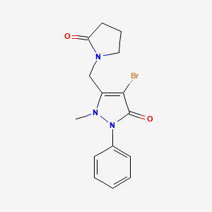 B6355460 4-Bromo-2-methyl-3-((2-oxopyrrolidinyl)methyl)-1-phenyl-3-pyrazolin-5-one CAS No. 1023506-63-9