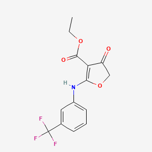 molecular formula C14H12F3NO4 B6355507 Ethyl 5-oxo-2-((3-(trifluoromethyl)phenyl)amino)-3-oxolenecarboxylate CAS No. 115320-97-3