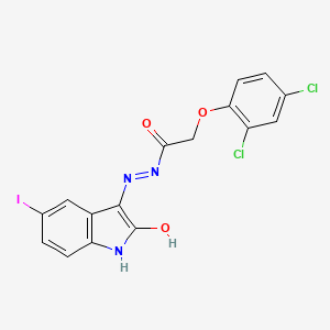 B6355578 3-(2-(2,4-Dichlorophenoxy)acetylhydrazidyl)-5-iodo-2-oxoindoline CAS No. 1024524-10-4