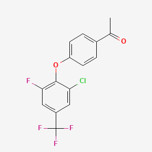 molecular formula C15H9ClF4O2 B6355797 1-[4-(2-氯-6-氟-4-(三氟甲基)-苯氧基)苯基]乙酮;  98% CAS No. 914637-09-5