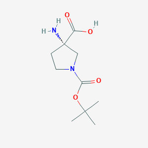 molecular formula C10H18N2O4 B6355827 (3S)-3-Amino-1-[(tert-butoxy)carbonyl]pyrrolidine-3-carboxylic acid CAS No. 1931923-61-3