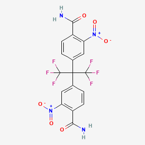 molecular formula C17H10F6N4O6 B6355832 2,2-Bis(4-carbamoyl-3-nitrophenyl)hexafluoropropane;  97% CAS No. 887267-99-4
