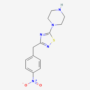 molecular formula C13H15N5O2S B6356028 1-{3-[(4-Nitrophenyl)methyl]-1,2,4-thiadiazol-5-yl}piperazine CAS No. 1858242-25-7