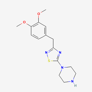 molecular formula C15H20N4O2S B6356035 1-{3-[(3,4-Dimethoxyphenyl)methyl]-1,2,4-thiadiazol-5-yl}piperazine CAS No. 1858240-27-3