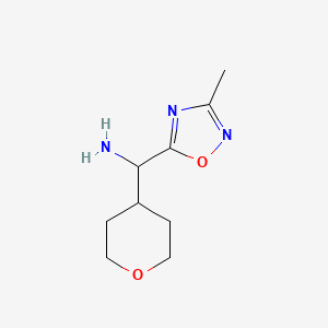 molecular formula C9H15N3O2 B6356078 [(3-Methyl-1,2,4-oxadiazol-5-yl)(tetrahydro-2H-pyran-4-yl)methyl]amine hydrochloride CAS No. 1798883-94-9