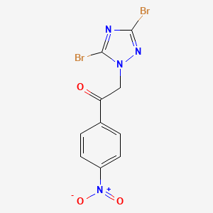 molecular formula C10H6Br2N4O3 B6356183 2-(Dibromo-1H-1,2,4-triazol-1-yl)-1-(4-nitrophenyl)ethan-1-one CAS No. 919431-24-6