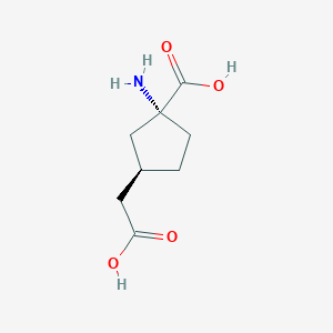 molecular formula C8H13NO4 B063565 (1R,3R)-1-Amino-3-(carboxymethyl)cyclopentane-1-carboxylic acid CAS No. 194785-84-7