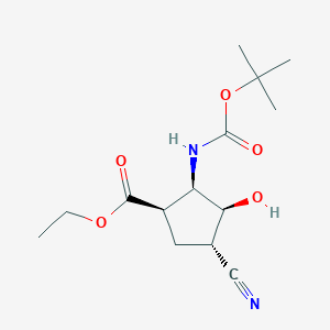 molecular formula C14H22N2O5 B6356634 Ethyl (1R*,2R*,3S*,4S*)-2-(tert-butoxycarbonylamino)-4-cyano-3-hydroxycyclopentane-carboxylate CAS No. 1175872-32-8