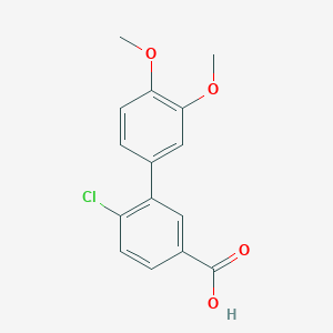 molecular formula C15H13ClO4 B6356728 4-Chloro-3-(3,4-dimethoxyphenyl)benzoic acid, 95% CAS No. 1181596-22-4