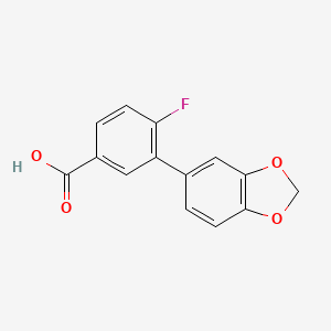 molecular formula C14H9FO4 B6356805 4-Fluoro-3-(3,4-methylenedioxyphenyl)benzoic acid, 95% CAS No. 1181567-13-4