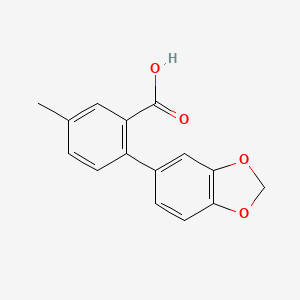 molecular formula C15H12O4 B6356806 5-Methyl-2-(3,4-methylenedioxyphenyl)benzoic acid, 95% CAS No. 1181452-26-5