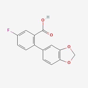 molecular formula C14H9FO4 B6356817 5-Fluoro-2-(3,4-methylenedioxyphenyl)benzoic acid, 95% CAS No. 1181609-18-6