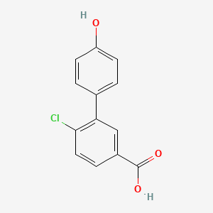 molecular formula C13H9ClO3 B6356823 4-Chloro-3-(4-hydroxyphenyl)benzoic acid, 95% CAS No. 1181609-01-7