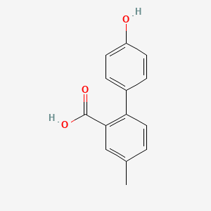 molecular formula C14H12O3 B6356913 2-(4-Hydroxyphenyl)-5-methylbenzoic acid, 95% CAS No. 1181639-44-0