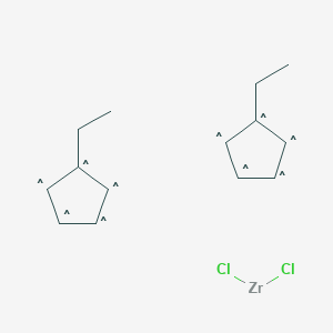 molecular formula C14H18Cl2Zr B6356959 Bis(ethylcyclopentadienyl)zirconium dichloride;  97%, ampouled CAS No. 73364-08-6