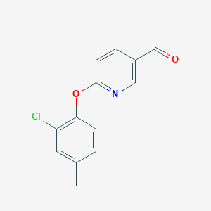 molecular formula C14H12ClNO2 B6357015 1-[6-(2-Chloro-4-methyl-phenoxy)-pyridin-3-yl]-ethanone, 95% CAS No. 1545165-26-1