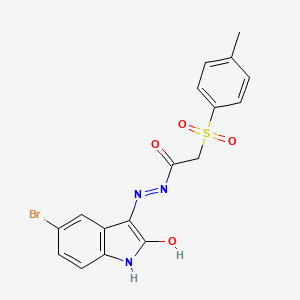 molecular formula C17H14BrN3O4S B6357058 N-(Aza(5-bromo-2-oxoindolin-3-ylidene)methyl)-2-((4-methylphenyl)sulfonyl)ethanamide CAS No. 1159976-51-8