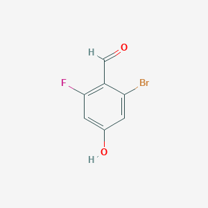 molecular formula C7H4BrFO2 B6357087 2-Bromo-6-fluoro-4-hydroxybenzaldehyde, 95% CAS No. 1629141-29-2