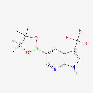 molecular formula C14H16BF3N2O2 B6357364 5-(4,4,5,5-Tetramethyl-1,3,2-dioxaborolan-2-yl)-3-(trifluoromethyl)-1H-pyrrolo[2,3-b]pyridine CAS No. 1620574-99-3