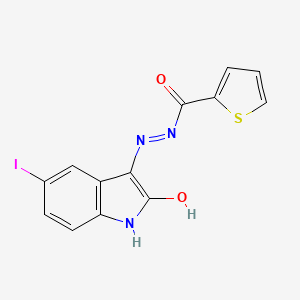 molecular formula C13H8IN3O2S B6357380 5-Iodo-3-(thiophene-2-carboxylhydrazidyl)-2-oxoindoline CAS No. 1159976-49-4
