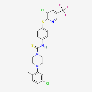molecular formula C24H21Cl2F3N4S2 B6357499 (4-(5-Chloro-2-methylphenyl)piperazinyl)((4-(3-chloro-5-(trifluoromethyl)(2-pyridylthio))phenyl)amino)methane-1-thione CAS No. 1022079-18-0